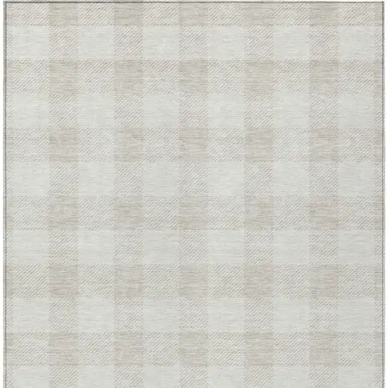 Ivory And Beige Plaid Washable Indoor Outdoor Area Rug Photo 7