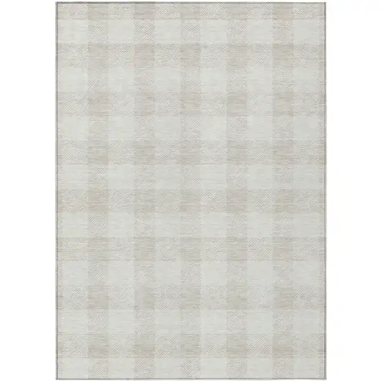 Ivory And Beige Plaid Washable Indoor Outdoor Area Rug Photo 2