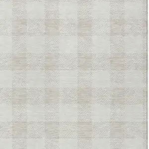 Photo of Ivory And Beige Plaid Washable Indoor Outdoor Area Rug