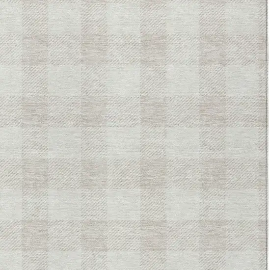 Ivory And Beige Plaid Washable Indoor Outdoor Area Rug Photo 6