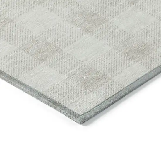 Ivory And Beige Plaid Washable Indoor Outdoor Area Rug Photo 5