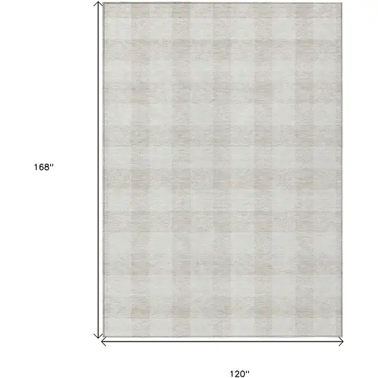 Ivory And Beige Plaid Washable Indoor Outdoor Area Rug Photo 3