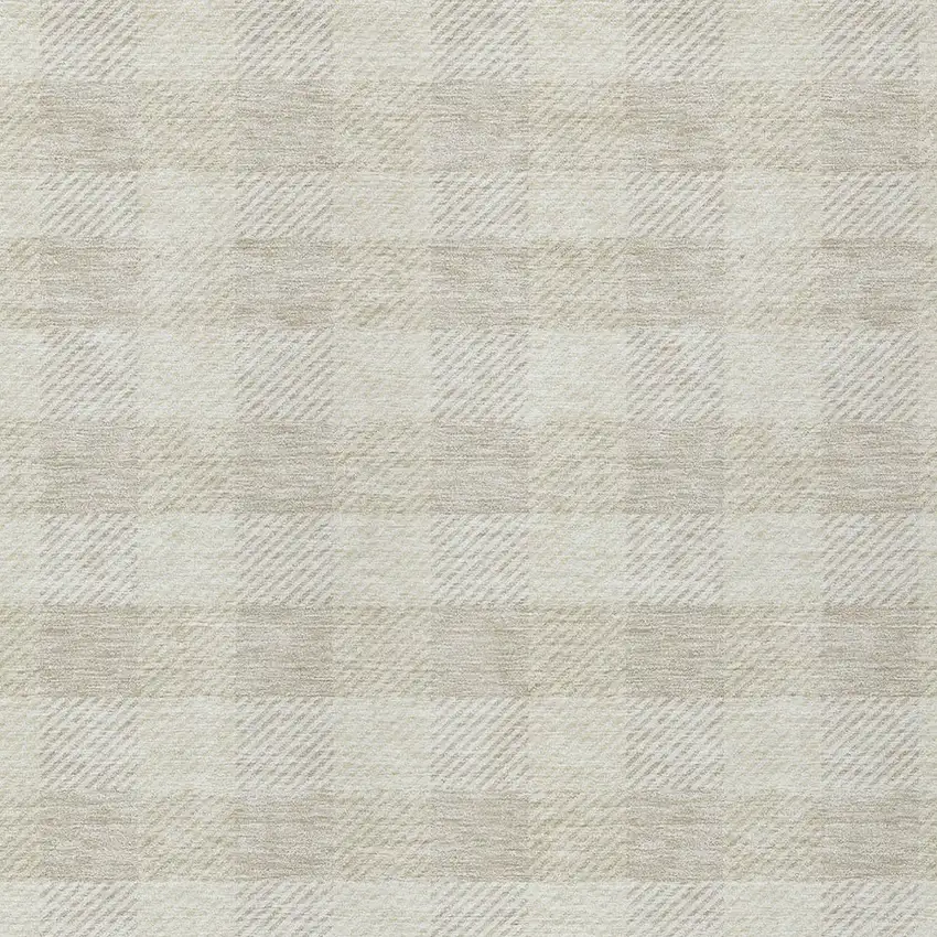 Ivory And Beige Plaid Washable Indoor Outdoor Area Rug Photo 6