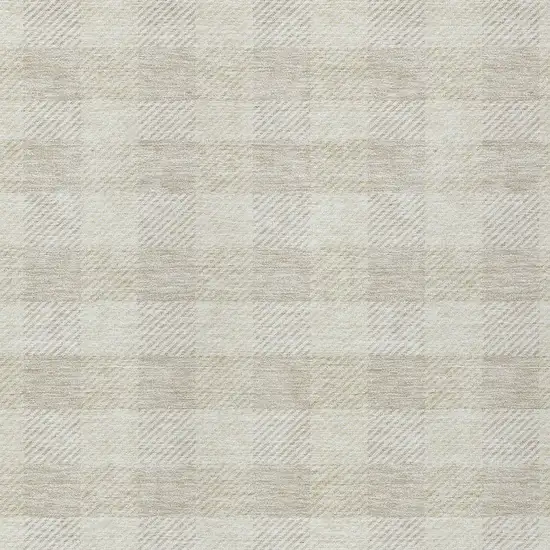 Ivory And Beige Plaid Washable Indoor Outdoor Area Rug Photo 6