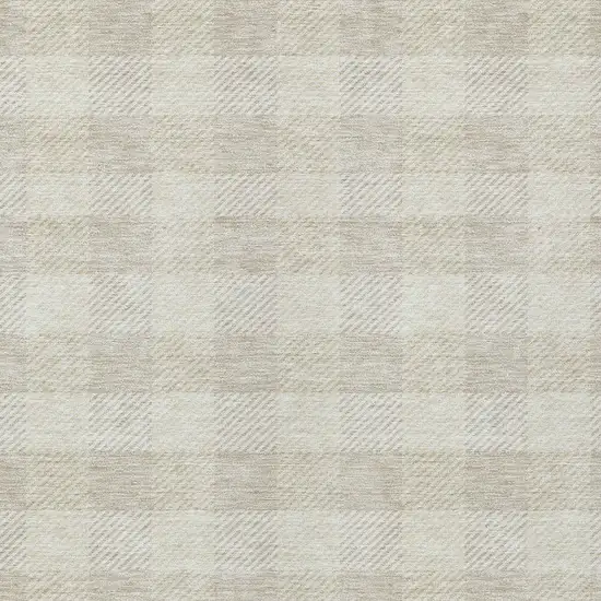 Ivory And Beige Plaid Washable Indoor Outdoor Area Rug Photo 6