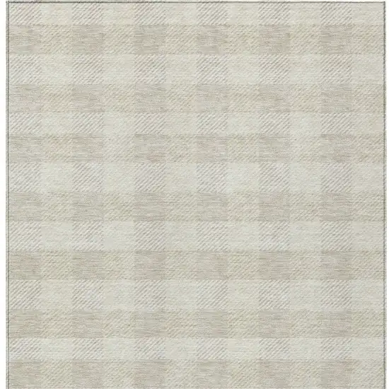 Ivory And Beige Plaid Washable Indoor Outdoor Area Rug Photo 7
