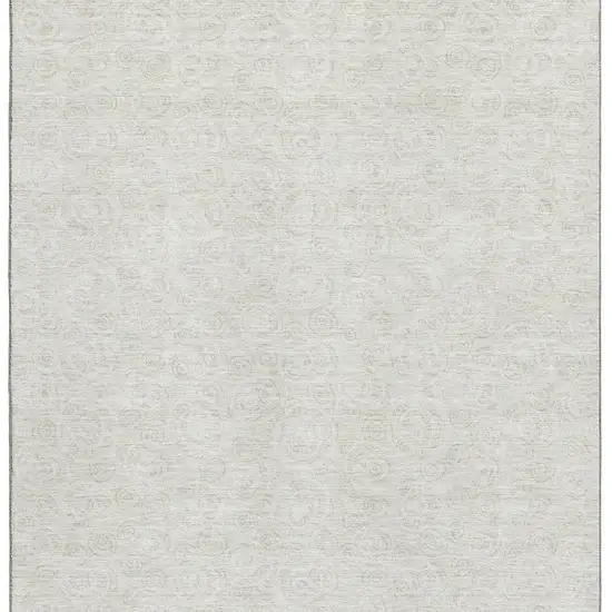 Ivory And Beige Polka Dot Washable Area Rug With UV Protection Photo 4