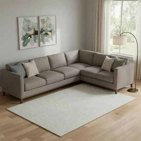 Ivory And Beige Polka Dot Washable Area Rug With UV Protection Photo 1