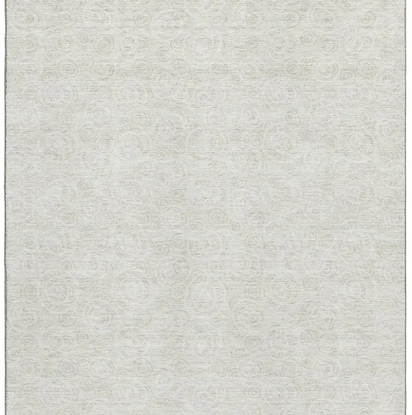 Ivory And Beige Polka Dot Washable Area Rug With UV Protection Photo 3
