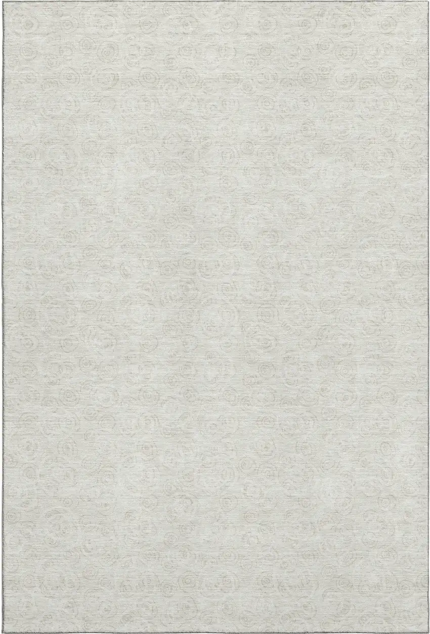 Ivory And Beige Polka Dot Washable Area Rug With UV Protection Photo 1