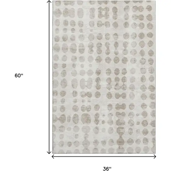 Ivory And Beige Polka Dot Washable Area Rug With UV Protection Photo 3
