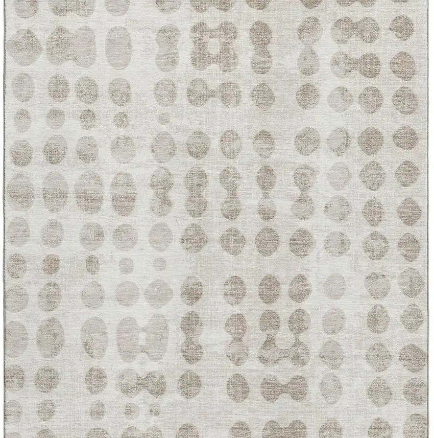 Ivory And Beige Polka Dot Washable Area Rug With UV Protection Photo 4