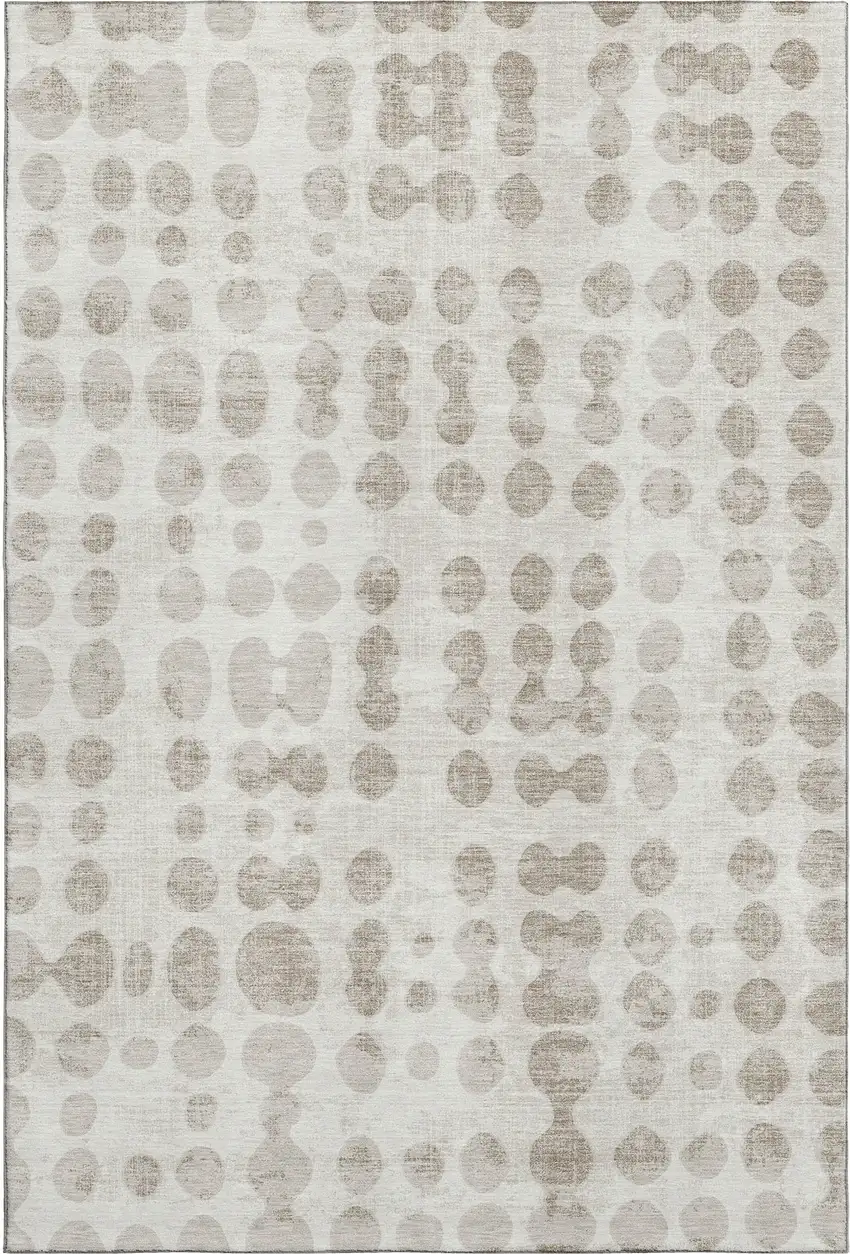 Ivory And Beige Polka Dot Washable Area Rug With UV Protection Photo 1