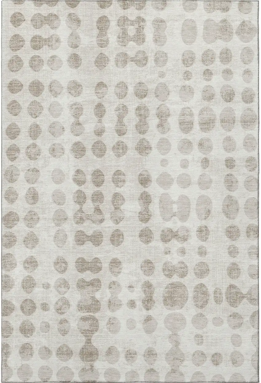 Ivory And Beige Polka Dot Washable Area Rug With UV Protection Photo 4