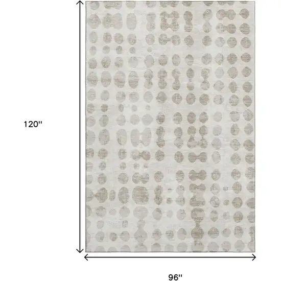 Ivory And Beige Polka Dot Washable Area Rug With UV Protection Photo 8
