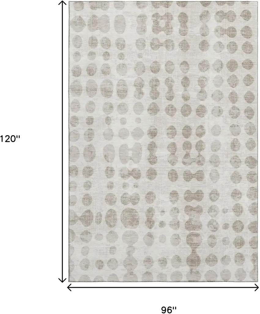 Ivory And Beige Polka Dot Washable Area Rug With UV Protection Photo 8