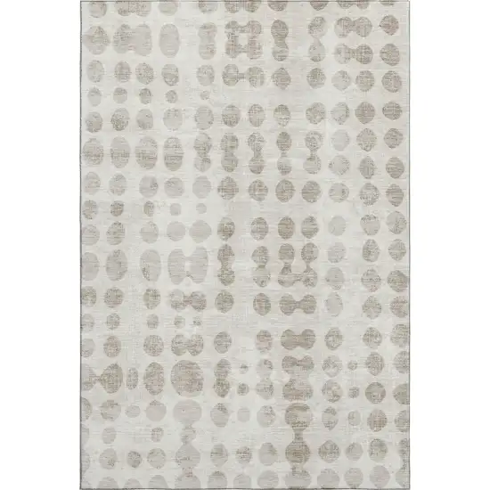 Ivory And Beige Polka Dot Washable Area Rug With UV Protection Photo 1
