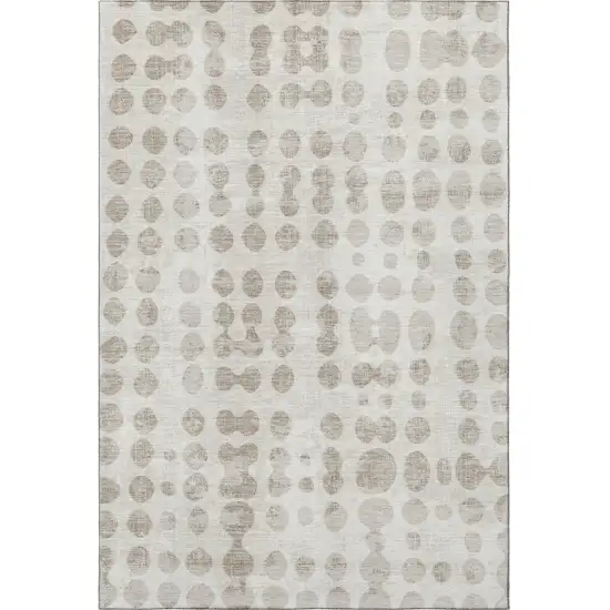 Ivory And Beige Polka Dot Washable Area Rug With UV Protection Photo 4