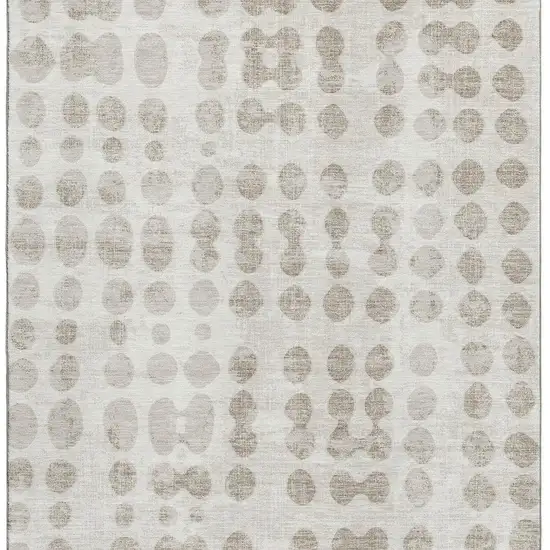 Ivory And Beige Polka Dot Washable Area Rug With UV Protection Photo 3
