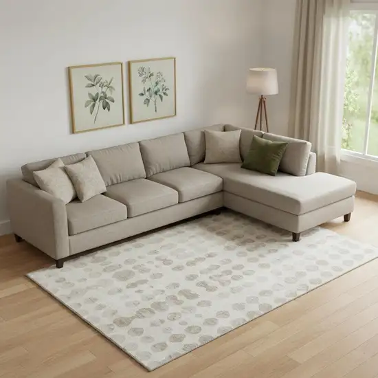 Ivory And Beige Polka Dot Washable Area Rug With UV Protection Photo 1