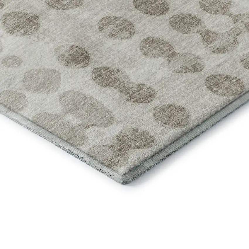 Ivory And Beige Polka Dot Washable Area Rug With UV Protection Photo 8