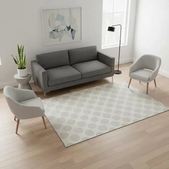 Ivory And Beige Polka Dot Washable Area Rug With UV Protection Photo 2