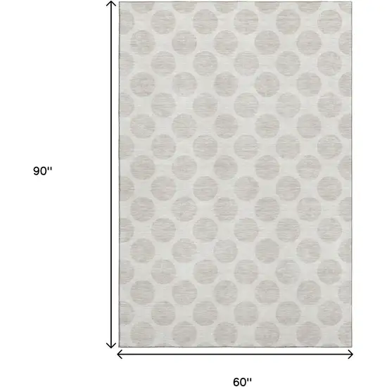 Ivory And Beige Polka Dot Washable Area Rug With UV Protection Photo 3