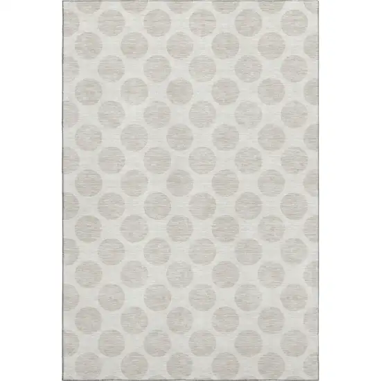 Ivory And Beige Polka Dot Washable Area Rug With UV Protection Photo 1