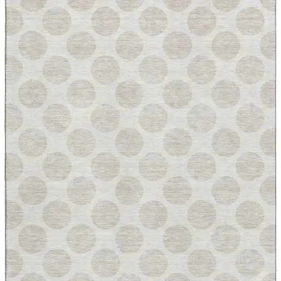 Ivory And Beige Polka Dot Washable Area Rug With UV Protection Photo 4