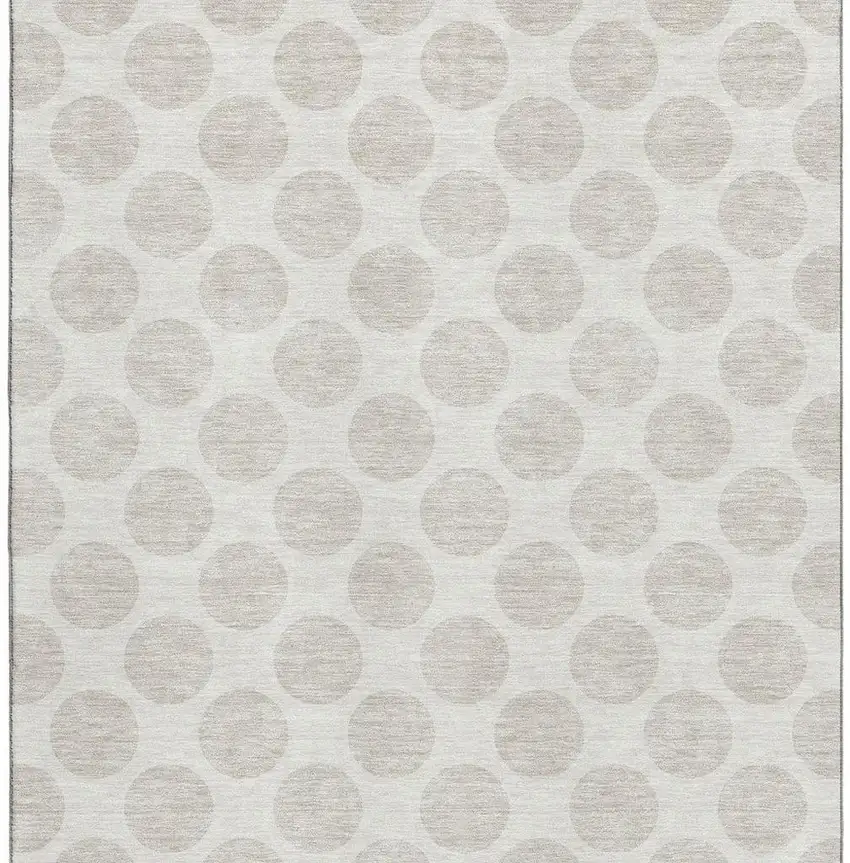 Ivory And Beige Polka Dot Washable Area Rug With UV Protection Photo 4