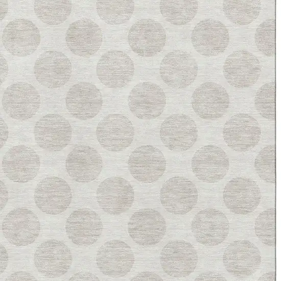 Ivory And Beige Polka Dot Washable Area Rug With UV Protection Photo 3