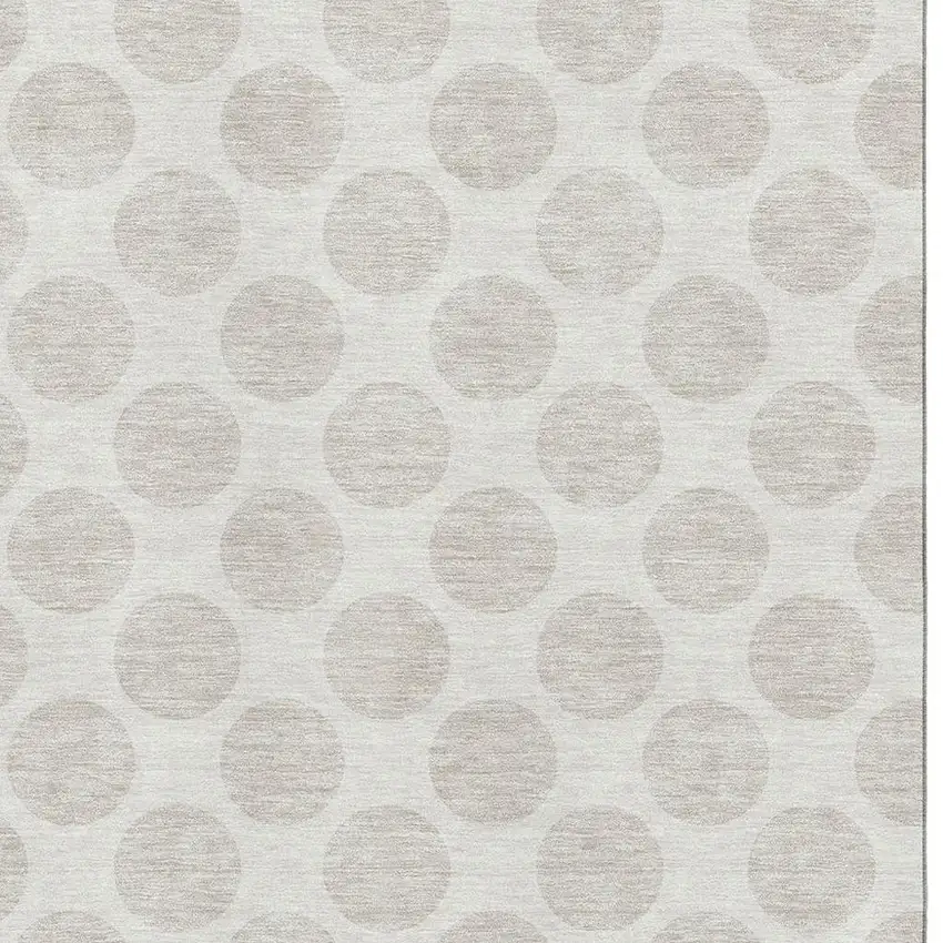 Ivory And Beige Polka Dot Washable Area Rug With UV Protection Photo 3