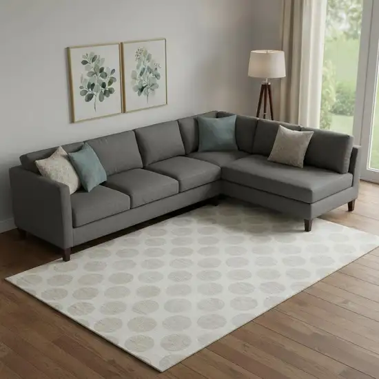 Ivory And Beige Polka Dot Washable Area Rug With UV Protection Photo 1