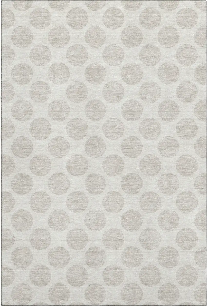 Ivory And Beige Polka Dot Washable Area Rug With UV Protection Photo 1