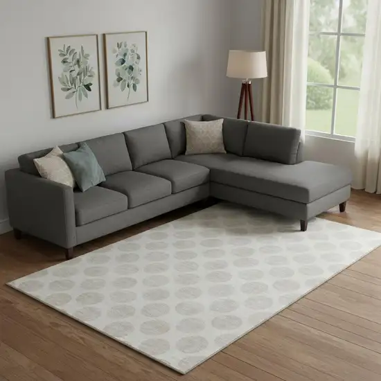 Ivory And Beige Polka Dot Washable Area Rug With UV Protection Photo 1