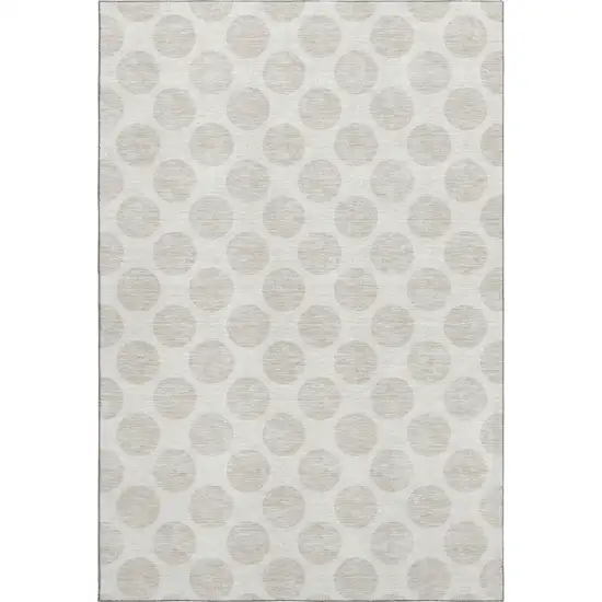 Ivory And Beige Polka Dot Washable Area Rug With UV Protection Photo 1