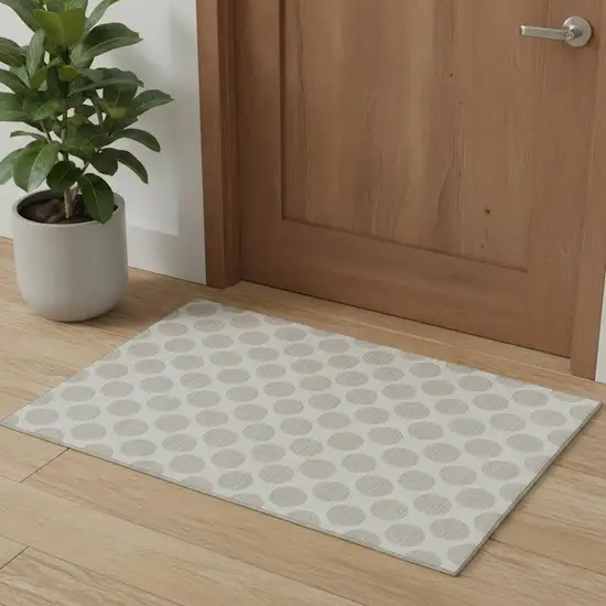 Ivory And Beige Polka Dot Washable Area Rug With UV Protection Photo 1