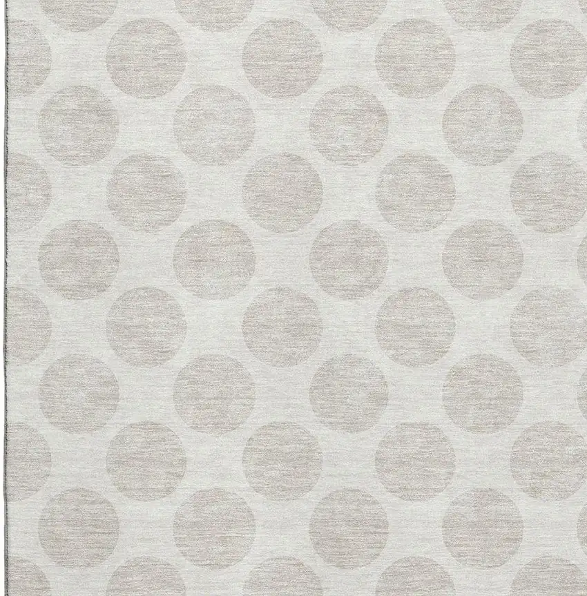 Ivory And Beige Polka Dot Washable Area Rug With UV Protection Photo 2