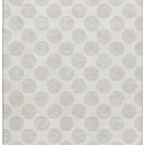 Photo of Ivory And Beige Polka Dot Washable Area Rug With UV Protection