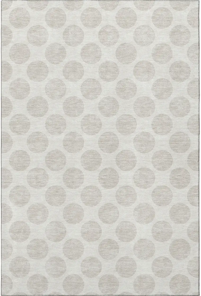 Ivory And Beige Polka Dot Washable Area Rug With UV Protection Photo 3