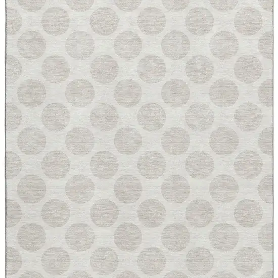 Ivory And Beige Polka Dot Washable Area Rug With UV Protection Photo 2