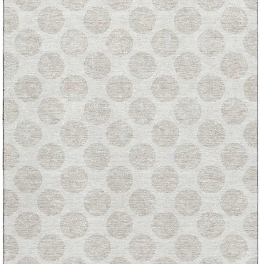 Ivory And Beige Polka Dot Washable Area Rug With UV Protection Photo 2