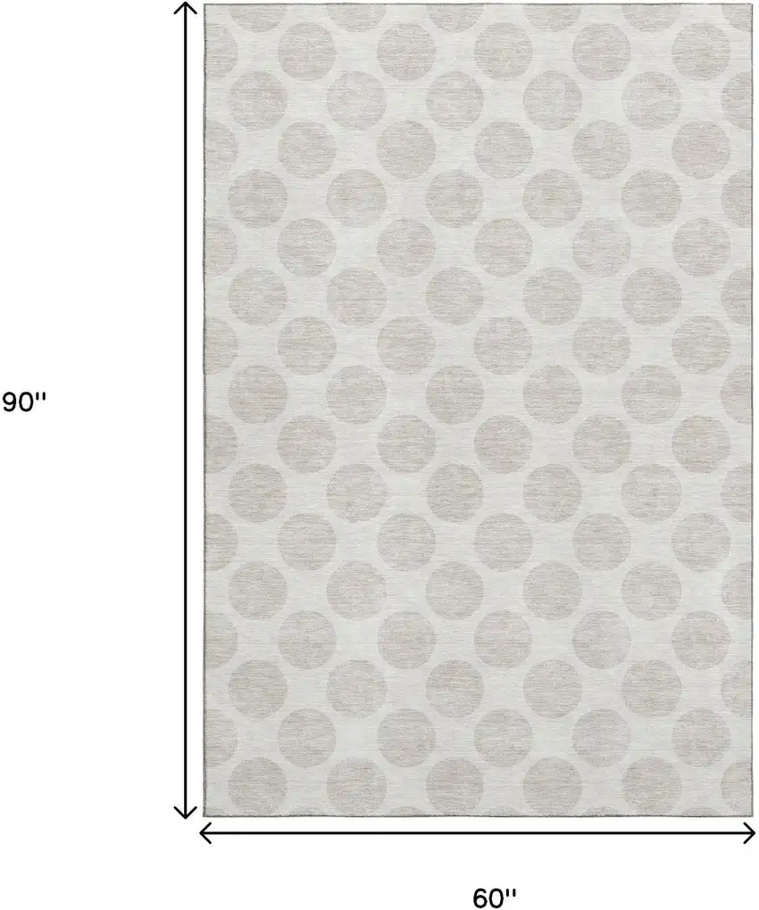 Ivory And Beige Polka Dot Washable Area Rug With UV Protection Photo 7