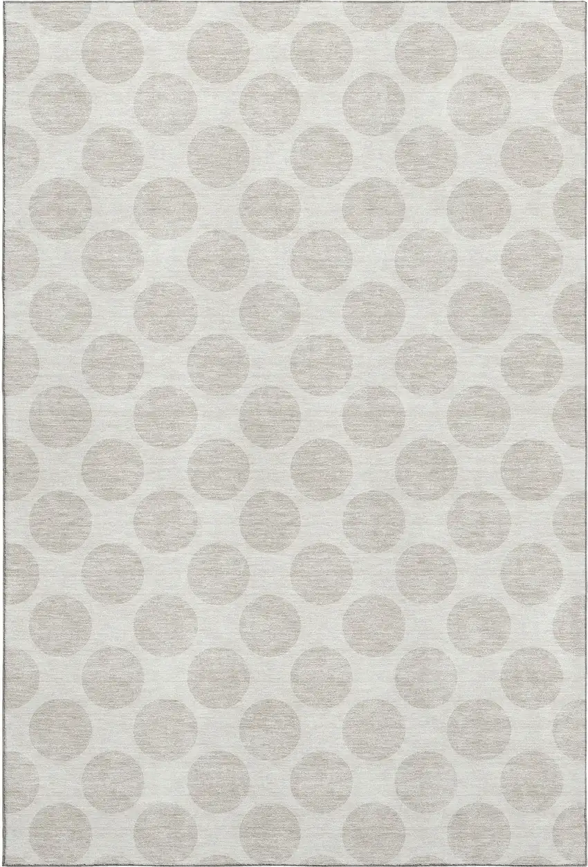 Ivory And Beige Polka Dot Washable Area Rug With UV Protection Photo 1