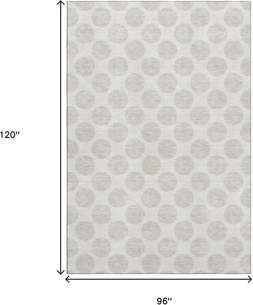 Ivory And Beige Polka Dot Washable Area Rug With UV Protection Photo 7