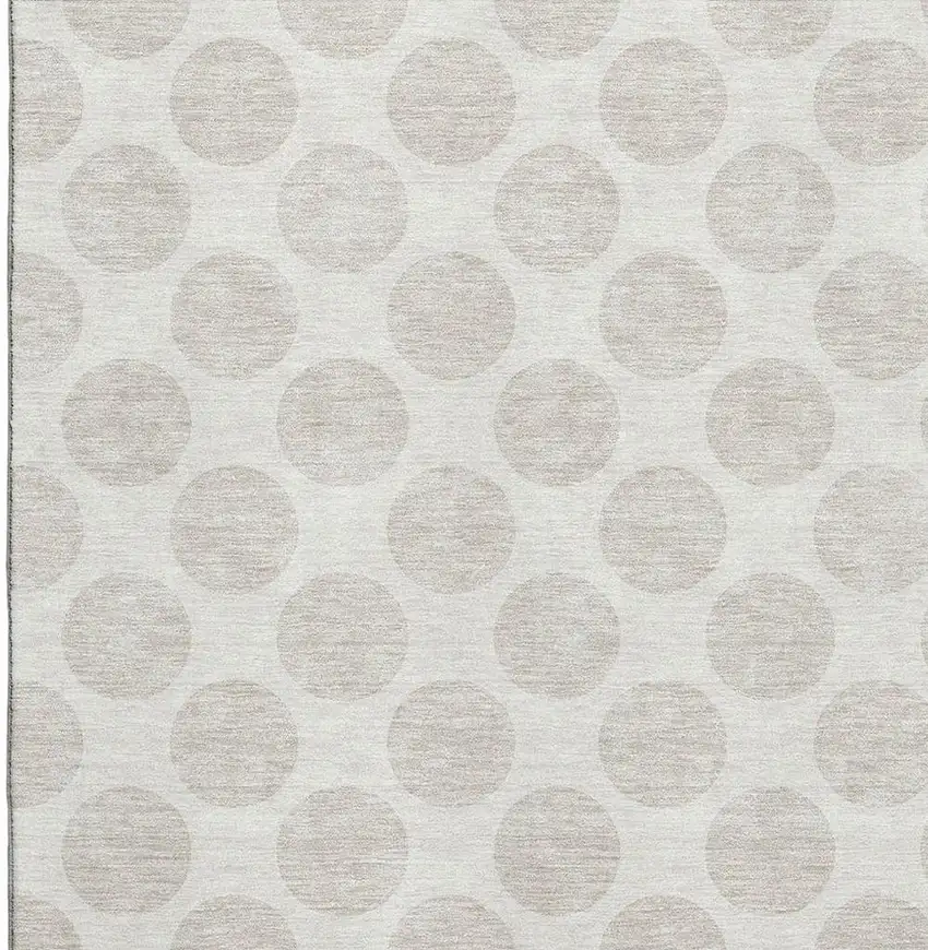 Ivory And Beige Polka Dot Washable Area Rug With UV Protection Photo 2
