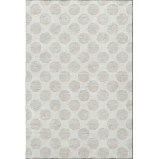 Ivory And Beige Polka Dot Washable Area Rug With UV Protection Photo 3