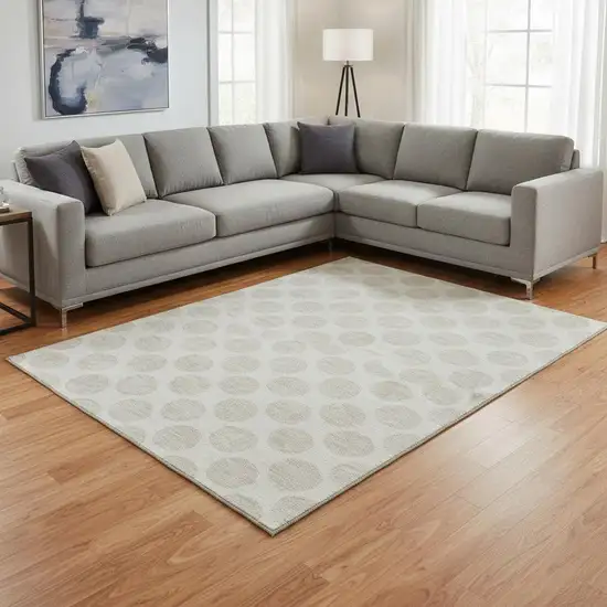 Ivory And Beige Polka Dot Washable Area Rug With UV Protection Photo 2