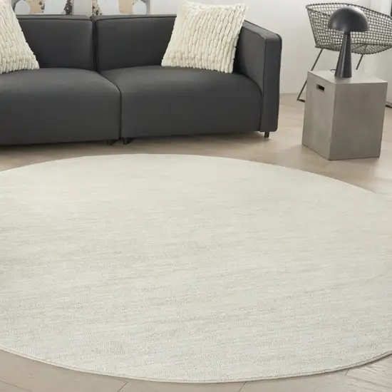 Beige And Ivory Round Indoor Outdoor Area Rug Photo 5