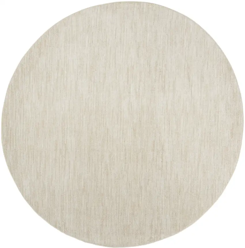 Beige And Ivory Round Indoor Outdoor Area Rug Photo 3